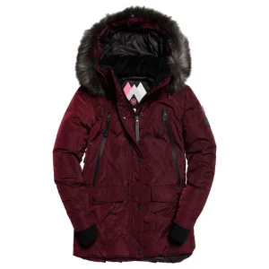 Remise ❤️ Ski Femme Superdry Superdry Antarctic Explorer Down Parka ROUGE ❤️ SOLDES TOUT À 15