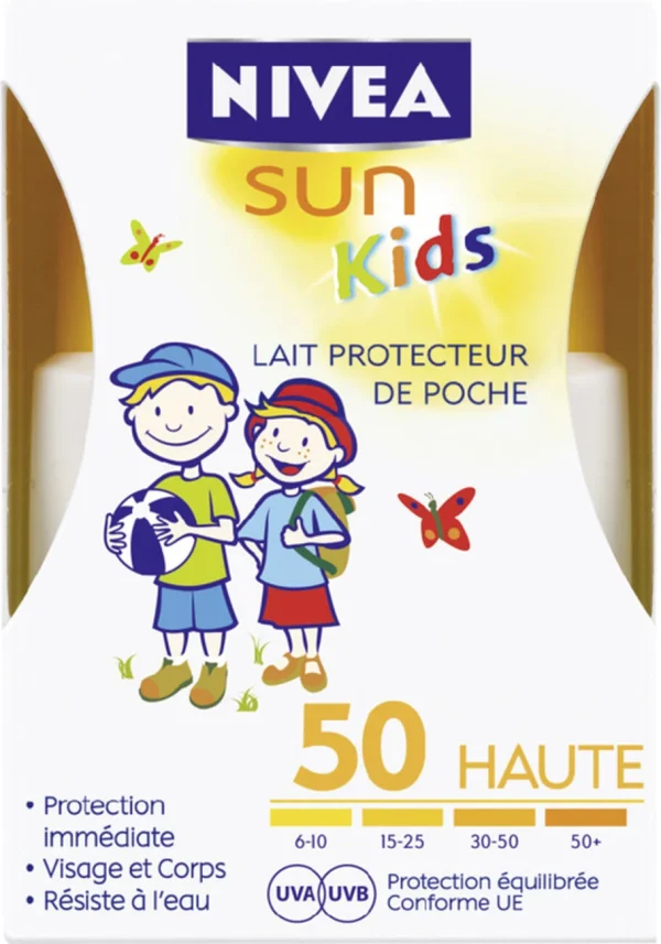 LAIT Randonnée Enfant NIVEA LAIT PROTECT KIDS POCHE FPS50 magasin solde 1