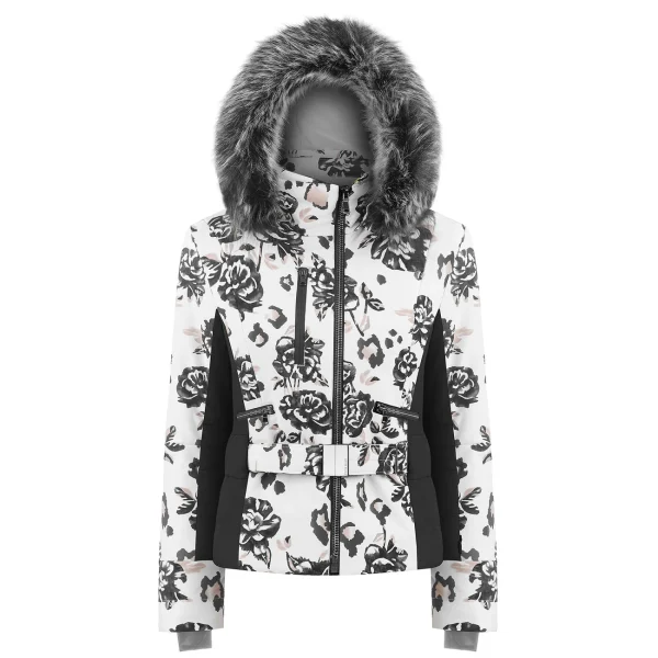 aux meilleurs prix Meilleure affaire 🎁 Sports Dhivers Femme Poivre Blanc Veste De Ski Poivre Blanc Pour Avec Ceinture 0806-wo/b Brown Flower Black BLANC 💯 6