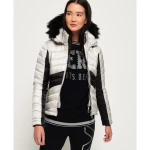 Sortie 🔔 Mode- Lifestyle Femme Superdry Doudoune Femme Superdry Offshore Luxe Chevron Fuji GRIS ✔️ magasin pour 18